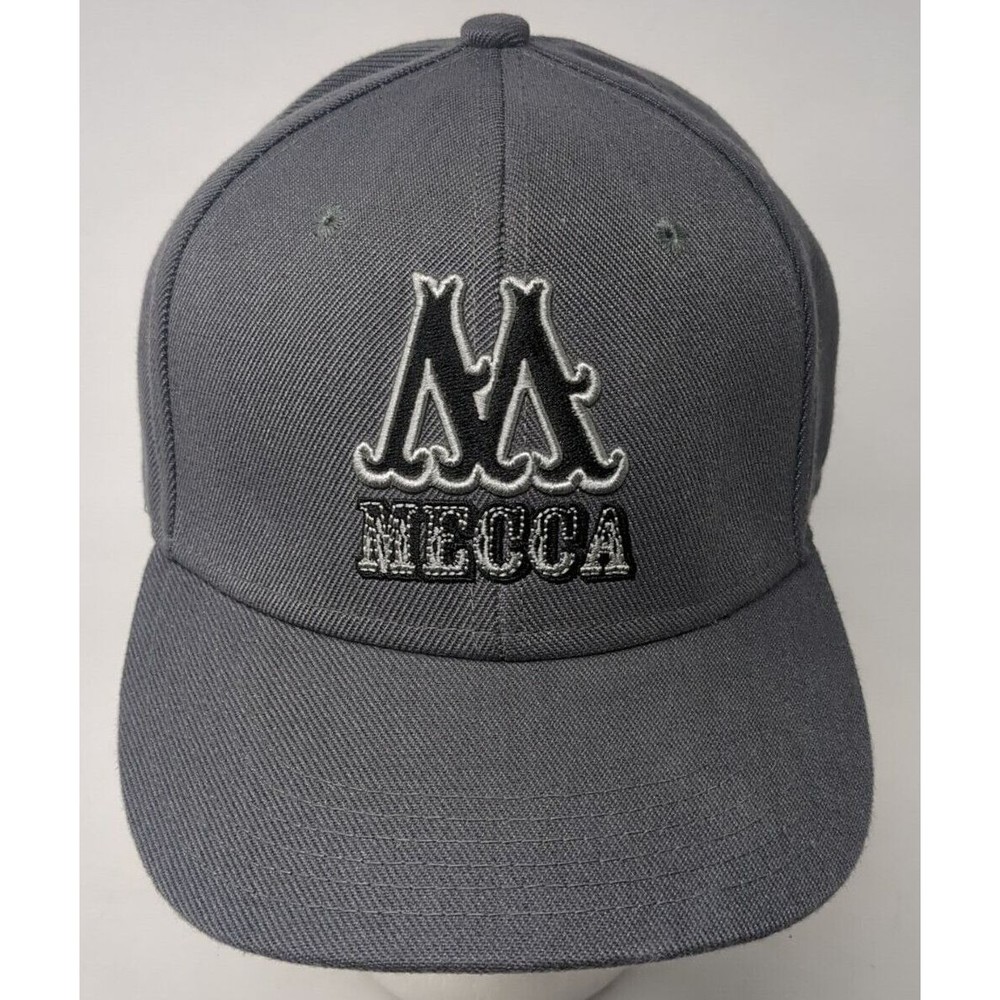 Vintage Mecca USA Fitted Baseball‎ Cap Hat Rap Hip Hop Y2K Medium / Large Gray